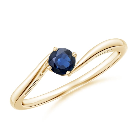 ANGARA Natural Round Blue Sapphire Solitaire Bypass Engagement Ring in 14K Yellow Gold for Women (Size-4mm) | September Birthstone, Anniversary, Jewelry Gift for Women | Natural Blue Sapphire Ring
