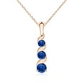 thumbnail image 1 of ANGARA Natural Channel-Set Sapphire Three Stone Journey Pendant in 14K Rose Gold for Women (Size-4mm) | September Birthstone, Anniversary, Jewelry Gift for Women | Natural Blue Sapphire Necklace, 1 of 7