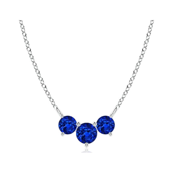 ANGARA Natural Classic Trio Sapphire Necklace in 14K White Gold for Women (Size-4mm) | September Birthstone, Birthday, Anniversary, Jewelry Gift for Women | Natural Blue Sapphire Necklace