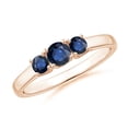 thumbnail image 1 of ANGARA Natural Classic Round Sapphire Three Stone Ring in 14K Rose Gold for Women (Size-4mm) | September Birthstone, Birthday, Anniversary, Jewelry Gift for Women | Natural Blue Sapphire Ring, 1 of 8