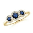 thumbnail image 1 of Angara Natural 0.33 Ct. Blue Sapphire with Blue Sapphire Classic Ring in 14K Yellow Gold for Women (Ring Size: 3), 1 of 9