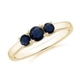 thumbnail image 1 of ANGARA Natural Classic Round Sapphire Three Stone Ring in 14K Yellow Gold for Women (Size-4mm) | September Birthstone, Birthday, Anniversary, Jewelry Gift for Women | Natural Blue Sapphire Ring, 1 of 9