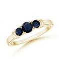 thumbnail image 1 of ANGARA Natural Vintage Style Three Stone Sapphire Wedding Band in 14K Yellow Gold for Women (Size-4mm) | September Birthstone, Anniversary, Jewelry Gift for Women | Natural Blue Sapphire Ring, 1 of 8