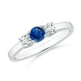 thumbnail image 1 of ANGARA Natural Classic Round Sapphire and Diamond Three Stone Ring in 14K White Gold for Women (Size-4mm) | September Birthstone, Anniversary, Jewelry Gift for Women | Natural Blue Sapphire Ring, 1 of 9