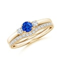 thumbnail image 1 of Angara Natural 0.33 Ct. Blue Sapphire with Diamond Classic Ring in 14K Yellow Gold for Women (Ring Size: 12), 1 of 9