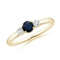 thumbnail image 1 of ANGARA Natural Blue Sapphire and Diamond Three Stone Engagement Ring in 14K Yellow Gold for Women (Size-4mm) | September Birthstone, Anniversary, Jewelry Gift for Women | Natural Blue Sapphire Ring, 1 of 12