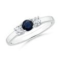 thumbnail image 1 of Angara Natural 0.33 Ct. Blue Sapphire with Diamond Classic Ring in Sterling Silver for Women (Ring Size: 5.5), 1 of 9