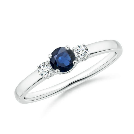 Angara Natural 0.33 Ct. Blue Sapphire with Diamond Classic Ring in Sterling Silver for Women (Ring Size: 6)