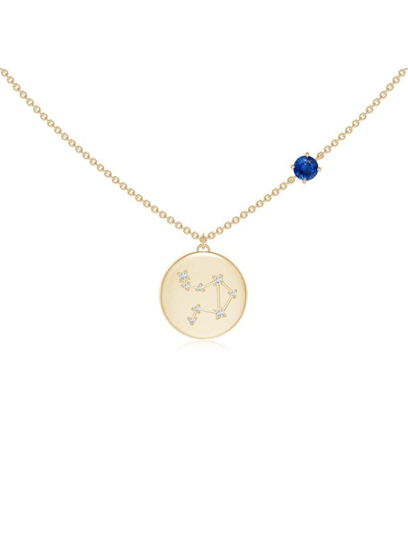 Natural Sapphire Libra Constellation Medallion Pendant in 14K Yellow Gold for Women (Size-4mm) | September Birthstone, Anniversary, Jewelry Gift for Women | Natural Blue Sapphire Necklace