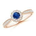 thumbnail image 1 of Angara Natural 0.33 Ct. Blue Sapphire with Diamond Halo Ring in 14K Rose Gold for Women (Ring Size: 3.5), 1 of 10