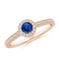 thumbnail image 1 of ANGARA Natural Blue Sapphire Halo Ring with Diamond Accents in 14K Rose Gold for Women (Size-4mm) | September Birthstone, Birthday, Anniversary, Jewelry Gift for Women | Natural Blue Sapphire Ring, 1 of 10