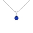 thumbnail image 1 of ANGARA Natural Blue Sapphire Solitaire V-Bale Pendant with Diamond in 14K White Gold for Women (Size-4mm) | September Birthstone, Anniversary, Jewelry Gift for Women | Natural Blue Sapphire Necklace, 1 of 9