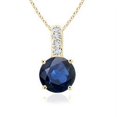 thumbnail image 1 of ANGARA Natural Solitaire Blue Sapphire Pendant with Diamond Bale in 14K Yellow Gold for Women (Size-4mm) | September Birthstone, Anniversary, Jewelry Gift for Women | Natural Blue Sapphire Necklace, 1 of 7