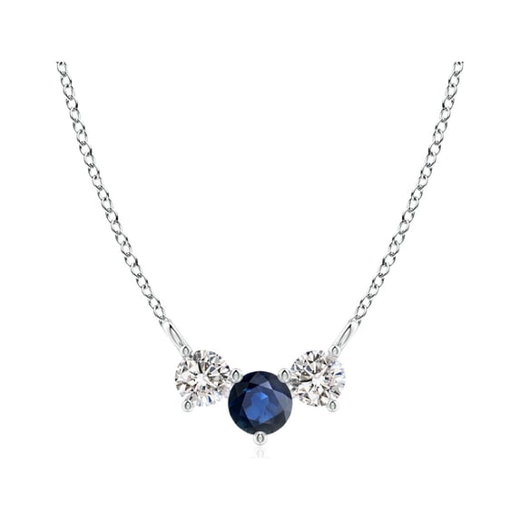 ANGARA Natural Classic Sapphire and Diamond Necklace in 14K White Gold for Women (Size-4mm) | September Birthstone, Birthday, Anniversary, Jewelry Gift for Women | Natural Blue Sapphire Necklace