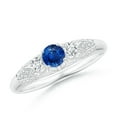 thumbnail image 1 of ANGARA Natural Aeon Sapphire & Diamond Three Stone Engagement Ring in 14K White Gold for Women (Size-4mm) | September Birthstone, Anniversary, Jewelry Gift for Women | Natural Sapphire Ring, 1 of 10