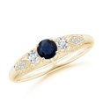 thumbnail image 1 of ANGARA Natural Aeon Sapphire & Diamond Three Stone Engagement Ring in 14K Yellow Gold for Women (Size-4mm) | September Birthstone, Anniversary, Jewelry Gift for Women | Natural Sapphire Ring, 1 of 10