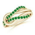 thumbnail image 1 of ANGARA Natural Encrusted Emerald Infinity Love Knot Ring in 14K Yellow Gold for Women (Size-1.3mm) | May Birthstone, Birthday, Anniversary, Jewelry Gift for Women | Natural Emerald Ring, 1 of 8