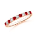 thumbnail image 1 of ANGARA Natural Shared Prong Ruby and Diamond Half Eternity Ring in 14K Rose Gold for Women (Size-2.1mm) | July Birthstone, Birthday, Anniversary, Jewelry Gift for Women | Natural Ruby Ring, 1 of 9
