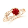 thumbnail image 1 of ANGARA Natural Solitaire Ruby Infinity Knot Ring in 14K Rose Gold for Women (Size-4mm) | July Birthstone, Birthday, Anniversary, Jewelry Gift for Women | Natural Ruby Ring, 1 of 8
