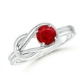 thumbnail image 1 of ANGARA Natural Solitaire Ruby Infinity Knot Ring in 14K White Gold for Women (Size-4mm) | July Birthstone, Birthday, Anniversary, Jewelry Gift for Women | Natural Ruby Ring, 1 of 8