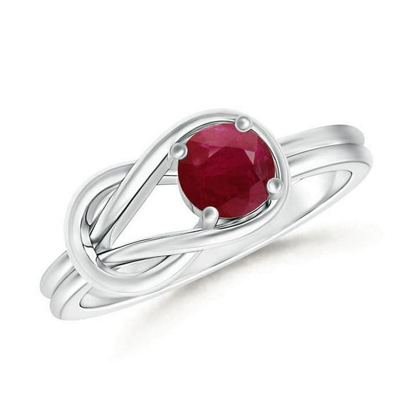 ANGARA Natural Solitaire Ruby Infinity Knot Ring in 14K White Gold for Women (Size-4mm) | July Birthstone, Birthday, Anniversary, Jewelry Gift for Women | Natural Ruby Ring