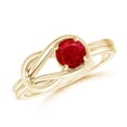 thumbnail image 1 of ANGARA Natural Solitaire Ruby Infinity Knot Ring in 14K Yellow Gold for Women (Size-4mm) | July Birthstone, Birthday, Anniversary, Jewelry Gift for Women | Natural Ruby Ring, 1 of 9