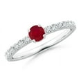 thumbnail image 1 of ANGARA Natural Classic Solitaire Ruby Promise Ring with Pave Diamonds in 14K White Gold for Women (Size-4mm) | July Birthstone, Birthday, Anniversary, Jewelry Gift for Women | Natural Ruby Ring, 1 of 8