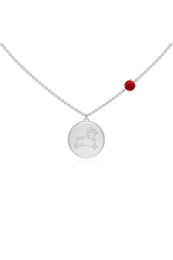 Natural Ruby Leo Constellation Medallion Pendant in 14K White Gold for Women (Size-4mm) | July Birthstone, Birthday, Anniversary, Jewelry Gift for Women | Natural Ruby Necklace