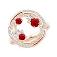 thumbnail image 1 of ANGARA Natural Dispersed Ruby and Diamond Cancer Cocktail Ring in 14K Rose Gold for Women (Size-4mm) | July Birthstone, Birthday, Anniversary, Jewelry Gift for Women | Natural Ruby Ring, 1 of 9