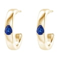 thumbnail image 1 of ANGARA Natural Pear Blue Sapphire Solitaire Hoop Earrings in 14K Yellow Gold for Women (Size-4x3mm) | September Birthstone, Anniversary, Jewelry Gift for Women | Natural Blue Sapphire Earrings, 1 of 8