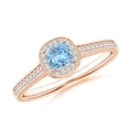 thumbnail image 1 of Angara Natural 0.35 Ct. Aquamarine with Diamond Halo Ring in 14K Rose Gold for Women (Ring Size: 11.5), 1 of 9