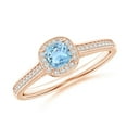 thumbnail image 1 of Angara Natural 0.35 Ct. Aquamarine with Diamond Halo Ring in 14K Rose Gold for Women (Ring Size: 3.5), 1 of 9