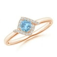 thumbnail image 1 of ANGARA Natural Cushion Aquamarine and Diamond Halo Promise Ring in 14K Rose Gold for Women (Size-4mm) | March Birthstone, Birthday, Anniversary, Jewelry Gift for Women | Natural Aquamarine Ring, 1 of 7