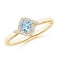 thumbnail image 1 of ANGARA Natural Cushion Aquamarine and Diamond Halo Promise Ring in 14K Yellow Gold for Women (Size-4mm) | March Birthstone, Birthday, Anniversary, Jewelry Gift for Women | Natural Aquamarine Ring, 1 of 8
