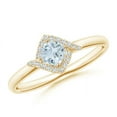 thumbnail image 1 of ANGARA Natural Cushion Aquamarine and Diamond Halo Promise Ring in 14K Yellow Gold for Women (Size-4mm) | March Birthstone, Birthday, Anniversary, Jewelry Gift for Women | Natural Aquamarine Ring, 1 of 8