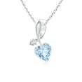 thumbnail image 1 of ANGARA Natural Heart-Shaped Aquamarine Ribbon Pendant with Diamond in 14K White Gold for Women (Size-5mm) | March Birthstone, Anniversary, Jewelry Gift for Women | Natural Aquamarine Necklace, 1 of 9