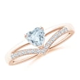 thumbnail image 1 of Angara Natural 0.35 Ct. Aquamarine with Diamond Heart Ring in 14K Rose Gold for Women (Ring Size: 3.5), 1 of 9