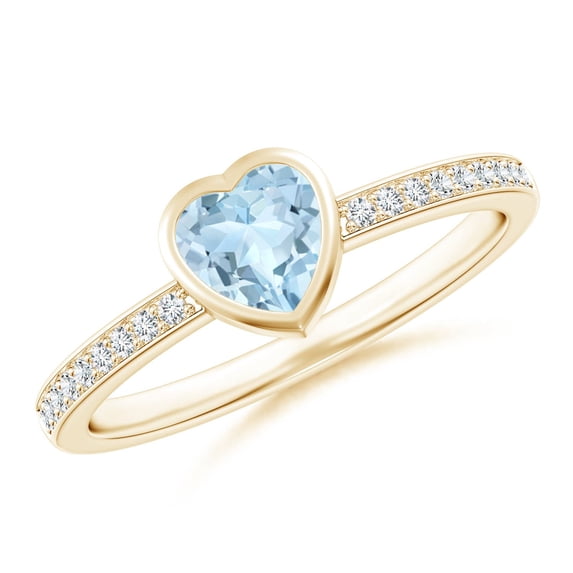 Angara Natural 0.35 Ct. Aquamarine with Diamond Solitaire Ring in 14K Yellow Gold for Women (Ring Size: 3)