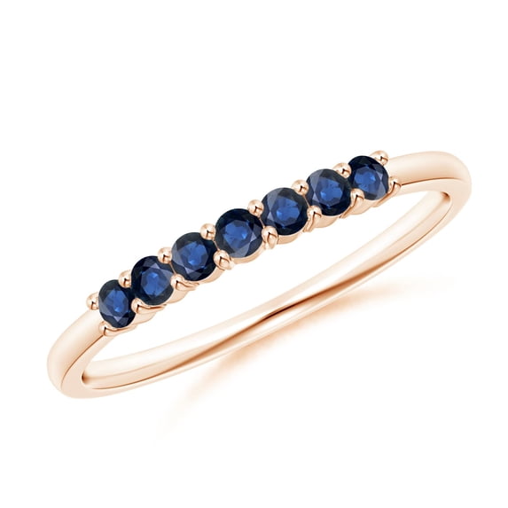 ANGARA Natural Half Eternity Seven Stone Sapphire Wedding Ring in 14K Rose Gold for Women (Size-2mm) | September Birthstone, Birthday, Anniversary, Jewelry Gift for Women | Natural Blue Sapphire Ring