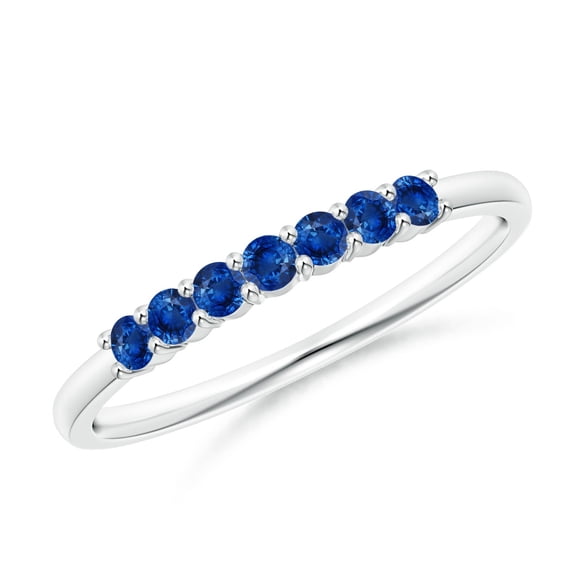 ANGARA Natural Half Eternity Seven Stone Sapphire Wedding Ring in 14K White Gold for Women (Size-2mm) | September Birthstone, Anniversary, Jewelry Gift for Women | Natural Blue Sapphire Ring