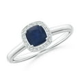 thumbnail image 1 of ANGARA Natural Cushion Blue Sapphire Ring with Diamond Halo in 14K White Gold for Women (Size-4mm) | September Birthstone, Birthday, Anniversary, Jewelry Gift for Women | Natural Blue Sapphire Ring, 1 of 10