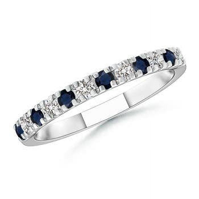 ANGARA Natural U Prong Sapphire Diamond Half Eternity Wedding Ring
