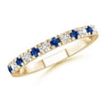 thumbnail image 1 of ANGARA Natural U Prong Sapphire Diamond Half Eternity Wedding Ring in 14K Yellow Gold for Women (Size-2mm) | September Birthstone, Anniversary, Jewelry Gift for Women | Natural Blue Sapphire Ring, 1 of 8