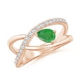 thumbnail image 1 of Angara Natural 0.35 Ct. Emerald with Diamond Solitaire Ring in 14K Rose Gold for Women (Ring Size: 3.5), 1 of 9
