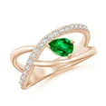 thumbnail image 1 of ANGARA Natural Criss Cross Pear Shaped Emerald Ring with Diamond Accents in 14K Rose Gold for Women (Size-6x4mm) | May Birthstone, Birthday, Anniversary, Jewelry Gift for Women | Natural Emerald Ring, 1 of 8