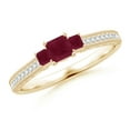 thumbnail image 1 of ANGARA Natural Aeon Square Ruby Three Stone Engagement Ring with Milgrain in 14K Yellow Gold for Women (Size-3.5mm) | July Birthstone, Anniversary, Jewelry Gift for Women | Natural Ruby Ring, 1 of 10