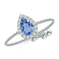 thumbnail image 1 of ANGARA Natural Pear-Shaped Tanzanite Halo Bolo Ring in 14K White Gold for Women (Size-6x4mm) | December Birthstone, Birthday, Anniversary, Jewelry Gift for Women | Natural Tanzanite Ring, 1 of 8