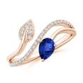 thumbnail image 1 of ANGARA Natural Tanzanite and Diamond Bypass Ring with Leaf Motif in 14K Rose Gold for Women (Size-6x4mm) | December Birthstone, Birthday, Anniversary, Jewelry Gift for Women | Natural Tanzanite Ring, 1 of 9