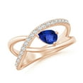 thumbnail image 1 of ANGARA Natural Criss Cross Pear Shaped Tanzanite Ring with Diamond Accents in 14K Rose Gold for Women (Size-6x4mm) | December Birthstone, Anniversary, Jewelry Gift for Women | Natural Tanzanite Ring, 1 of 8
