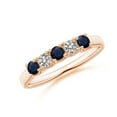 thumbnail image 1 of ANGARA Natural Half Eternity Five Stone Sapphire and Diamond Wedding Band in 14K Rose Gold for Women (Size-2.8mm) | September Birthstone, Anniversary, Jewelry Gift for Women | Natural Sapphire Ring, 1 of 12